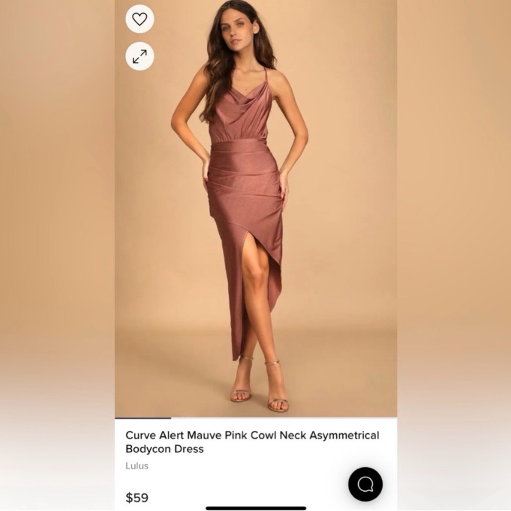 Lulu's Satin Mauve Asymmetrical Cowl Slip Dress